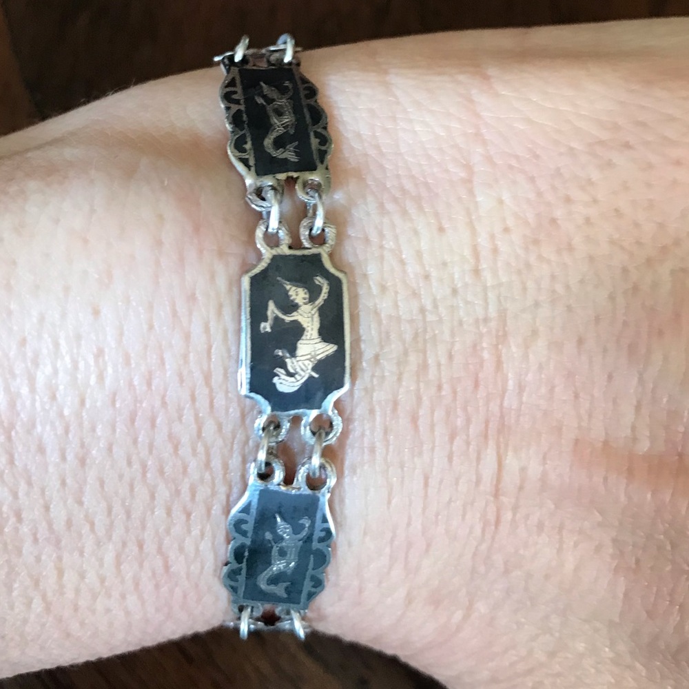 Vintage Silver Siamese Goddess Mystical Bracelet